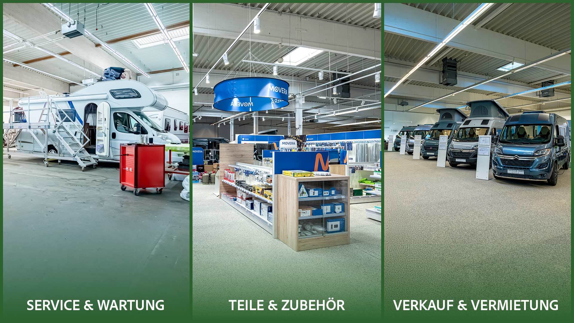 Ansicht Showroom mit Wohnwagen Caravan-Park Barnim