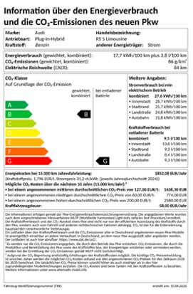 PKW Label Audi RS 5 Limousine