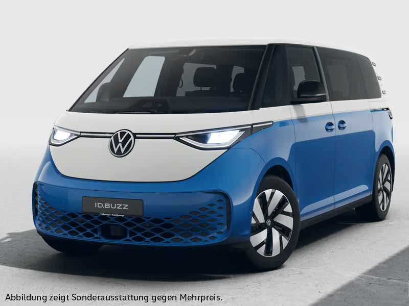 Volkswagen ID. Buzz in blau-weiß, Frontansicht